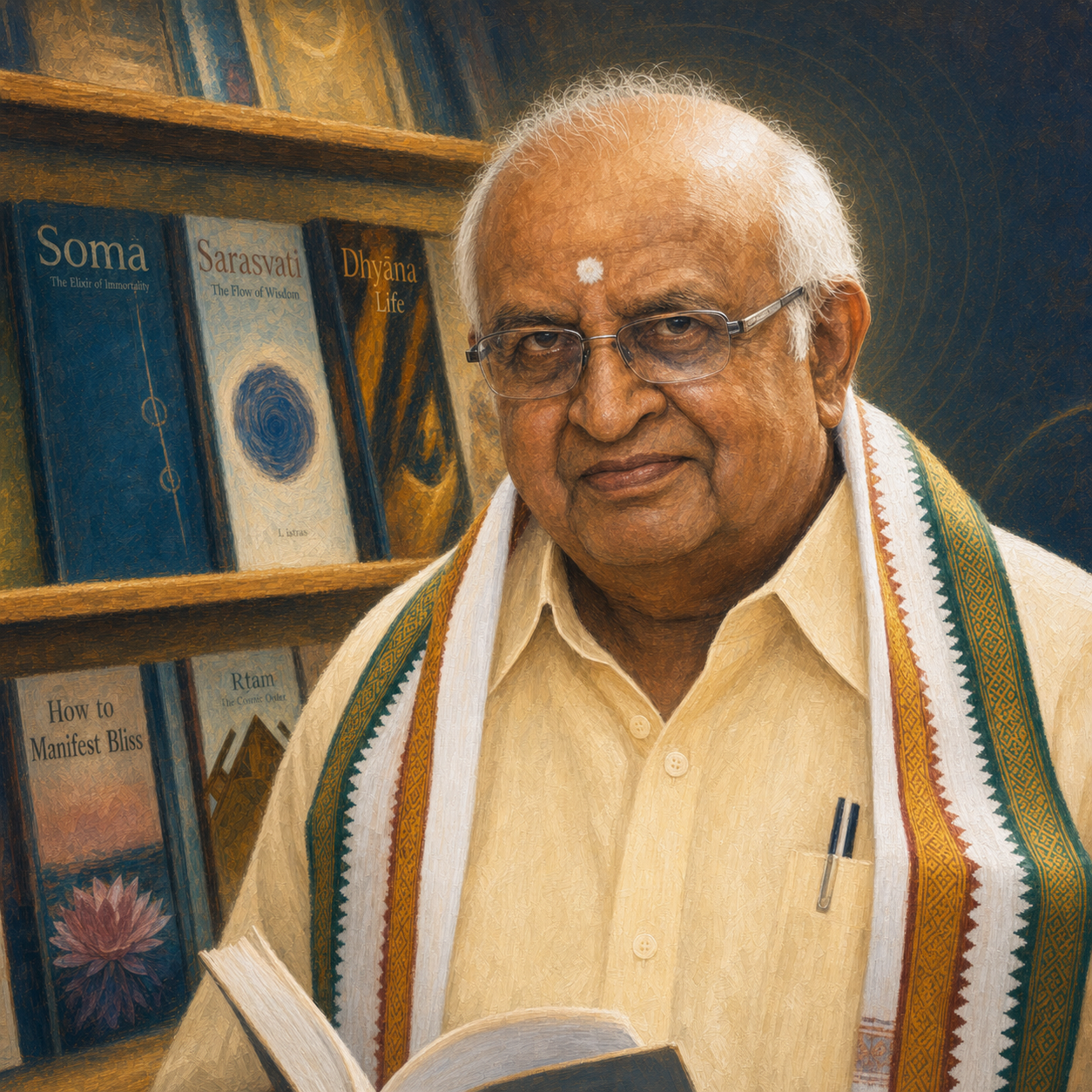 Painterly portrait of Dr. R. L. Kashyap