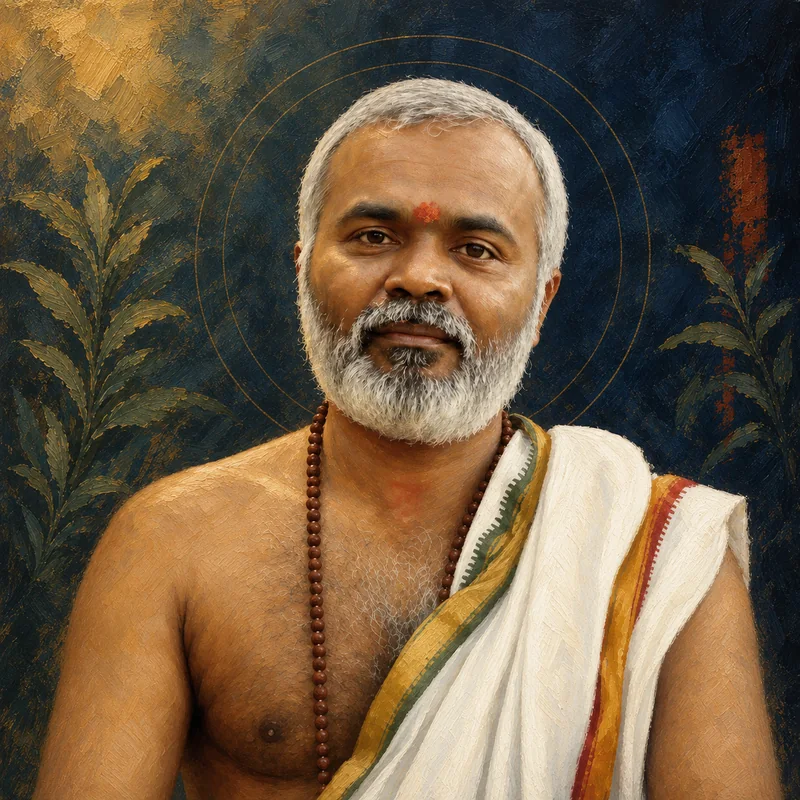 Painterly portrait of Acharya Dr. Arun Prabhakaran