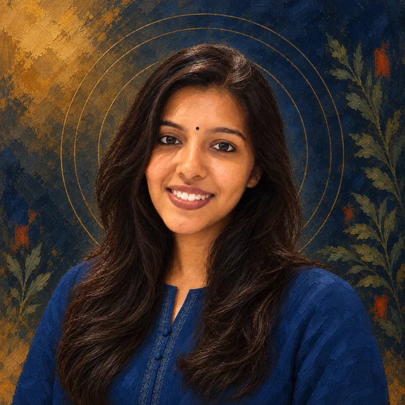 Editorial painted portrait of Ms. Chitra S.