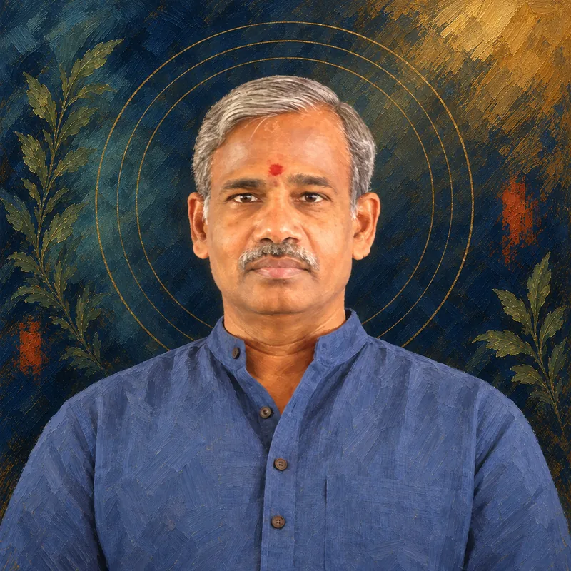 Editorial painted portrait of Sri Umapathy K P Acharya