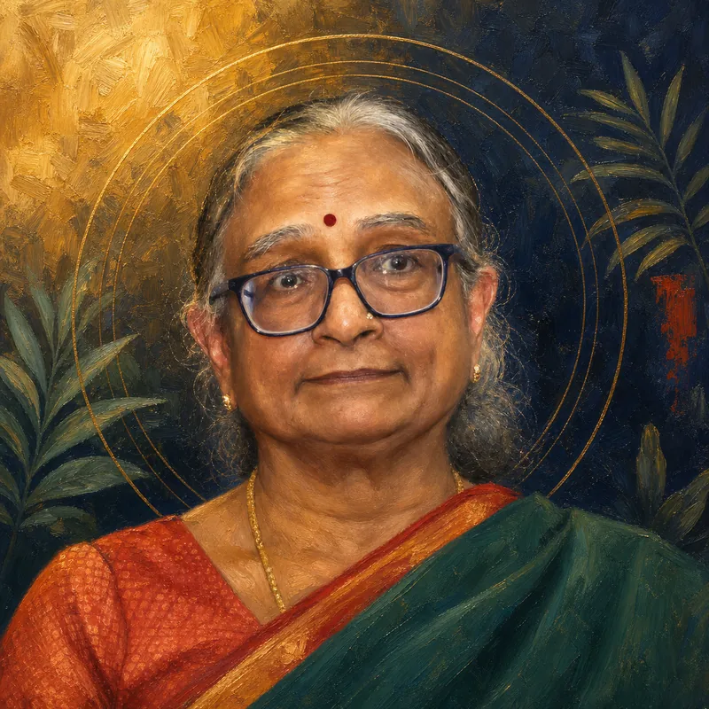 Painterly portrait of Ms. Vishalakshi Satyan